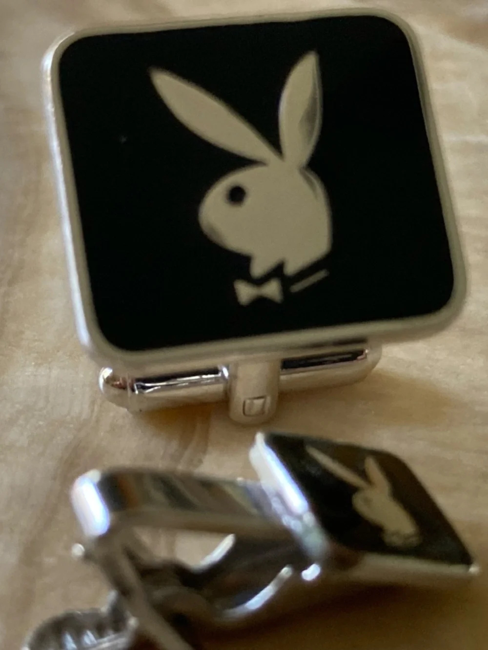 Vintage Playboy Bunny Single Cufflink & Tie Bar – Robbins Co. Attleboro – Black
